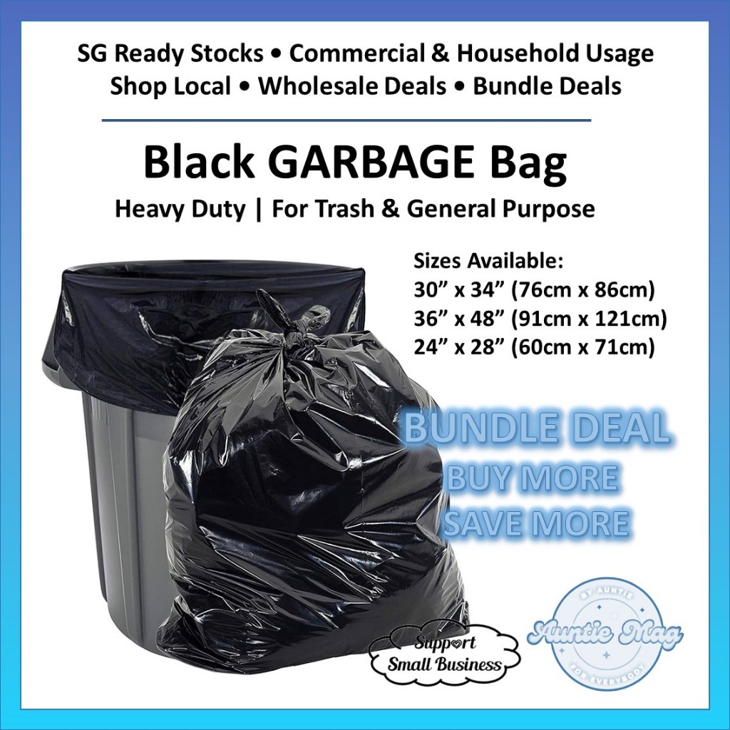 💯 [SG STOCK] BLACK Trash Bag | Rubbish Bag | Disposable Bag | Garbage ...