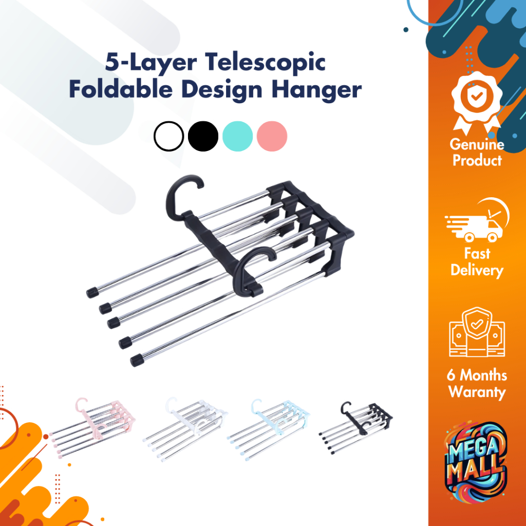 5-Layer Telescopic Foldable Design Hanger Stainless Steel Magic Hanger ...