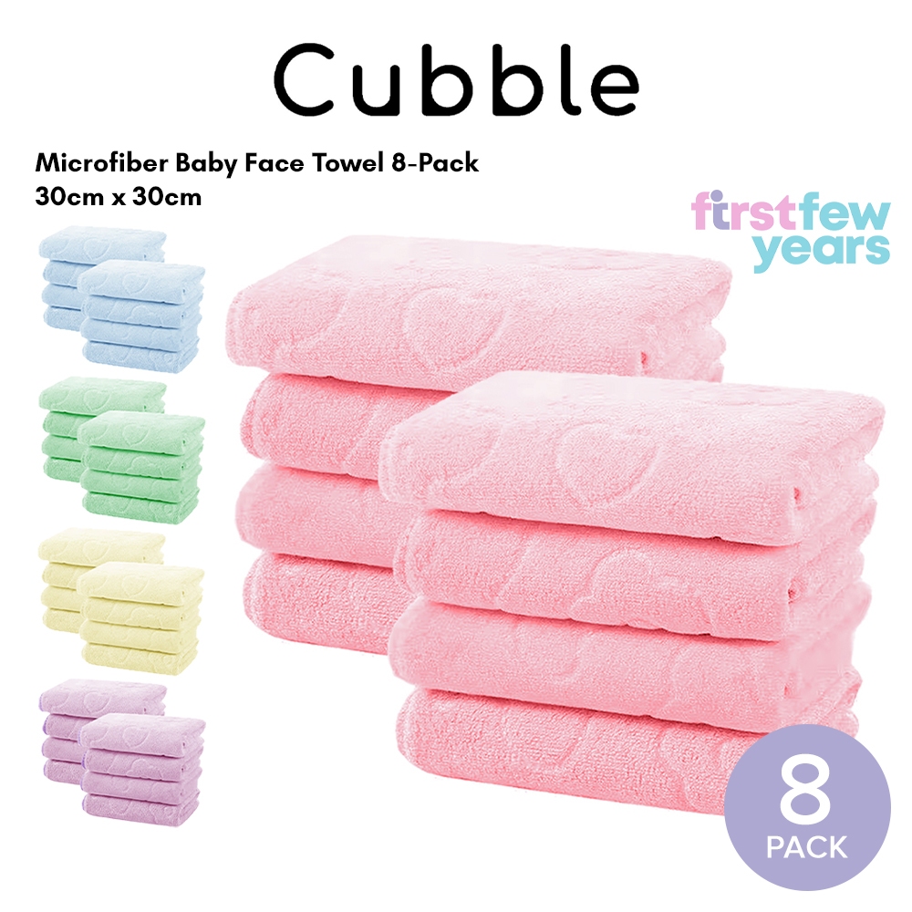 Cubble Baby Microfiber Towels Pack of 8 (30cm x 30cm) Baby Handkerchief ...