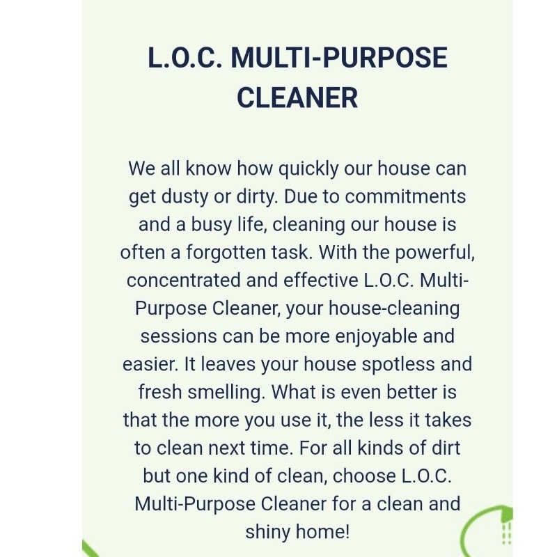SINGAPORE READY STOCK AMWAY - LOC Multi-Purpose Cleaner - 1L | Shopee ...