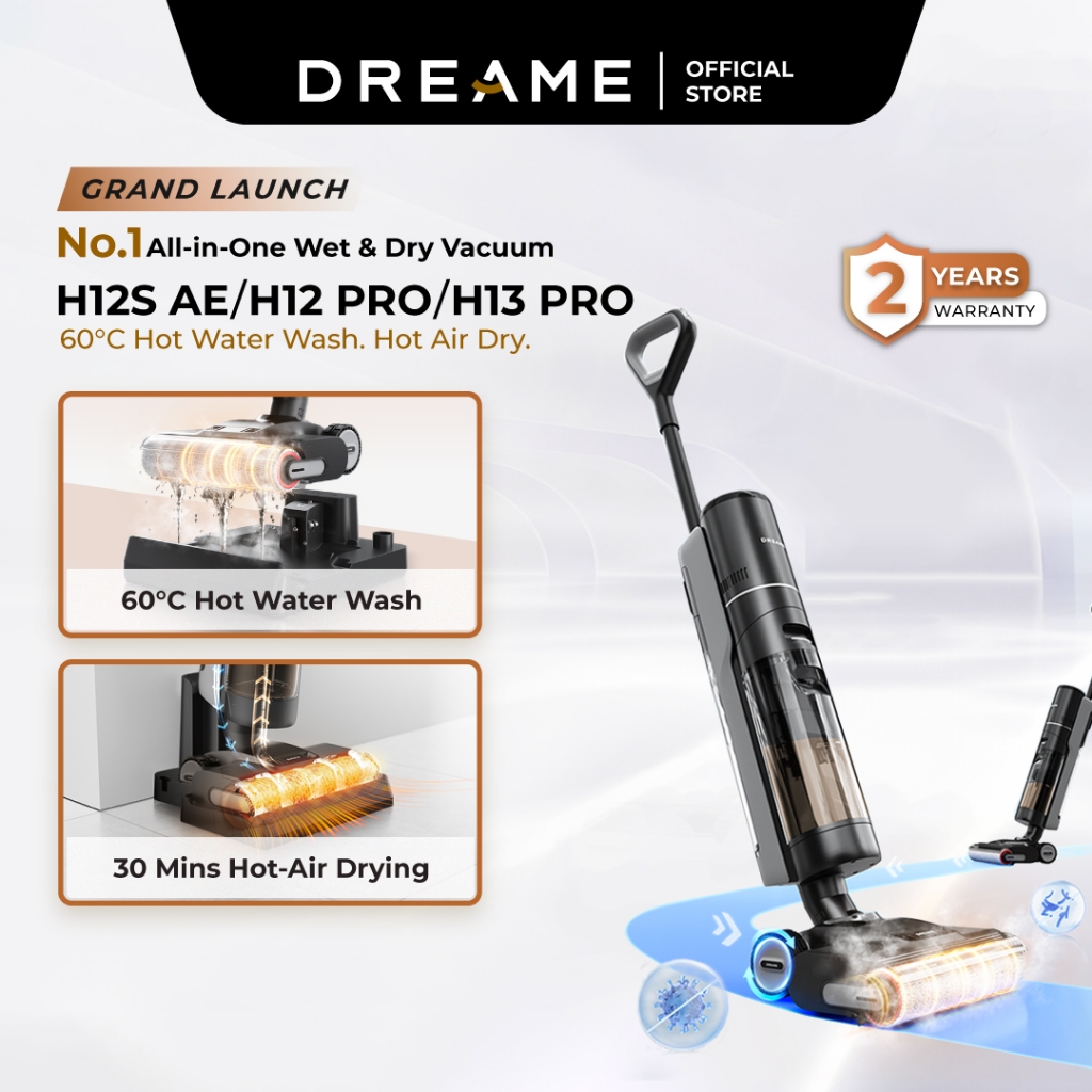 Dreame H12 PRO Wet Dry Vacuum Cleaner, Smart Floor Cleaner Cordless Vacuum  Cleaner and Mop for Hard Floor with Hot Air Drying