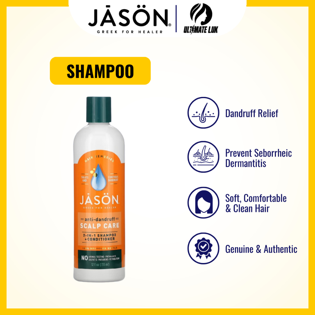 Jason Natural, Anti-Dandruff Scalp Care, 2 in 1, Shampoo + Conditioner ...