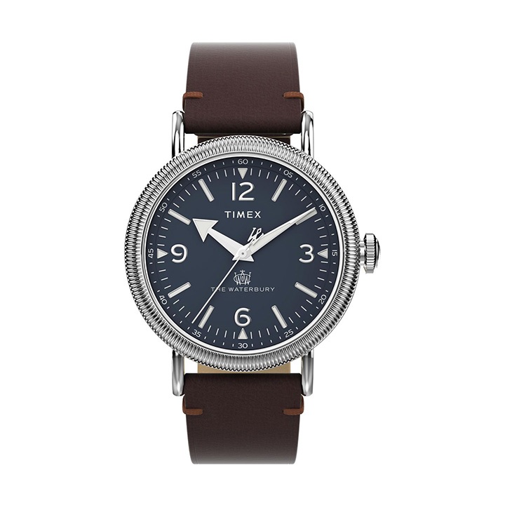 Timex Waterbury Standard 40 MM SILV BLUE BROWN LTHR TW2W20400 Shopee Singapore