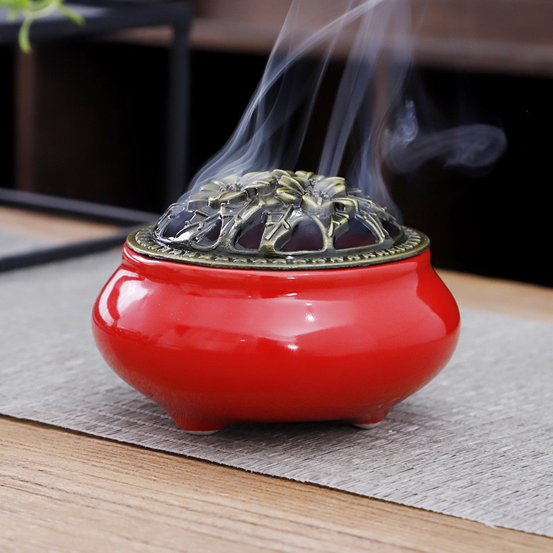 SG Seller】【雨宝林】Celadon incense burner ceramic copper cover
