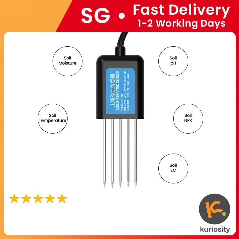 Soil Moisture Temperature NPK EC pH Waterproof Sensor RS485 | Shopee ...