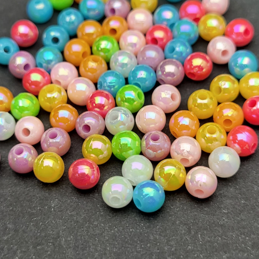 Round beads plastic acrylic AB iridescent 5mm 6mm 8mm 10mm Shopee Singapore