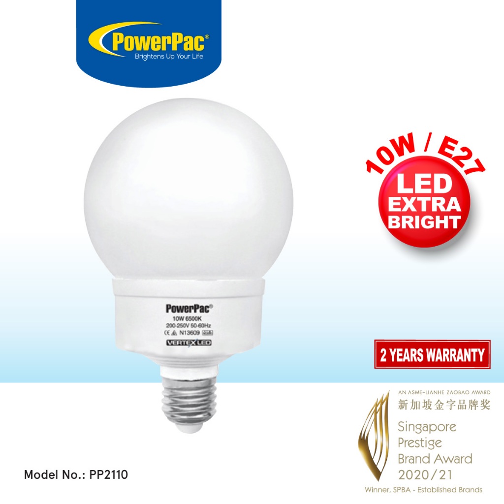 PowerPac LED Bulb 10W E27 Daylight, LED Ceiling Light (PP2110) | Shopee ...