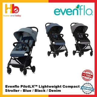 Evenflo PilotLX Lightweight Compact Stroller Blue Black Denim Ready Stock Shopee Singapore