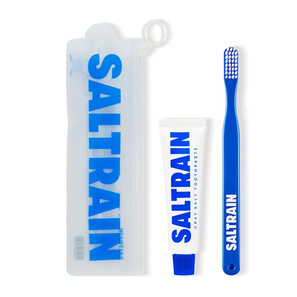 Saltrain toothbrush travel kit Blue(gray salt toothpaste 30g ...
