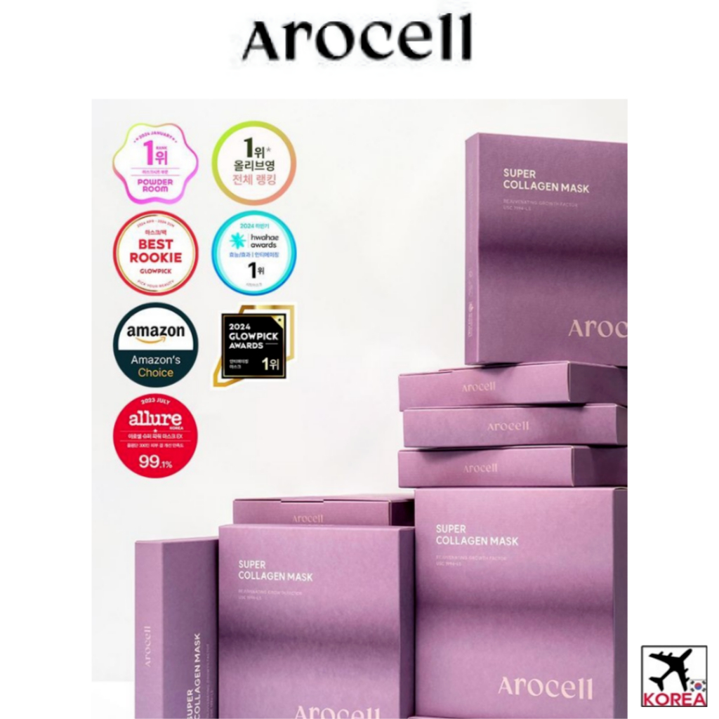 [AROCELL]Super Collagen Mask EX 42g*4ea OliveYoung Collagen Infused ...
