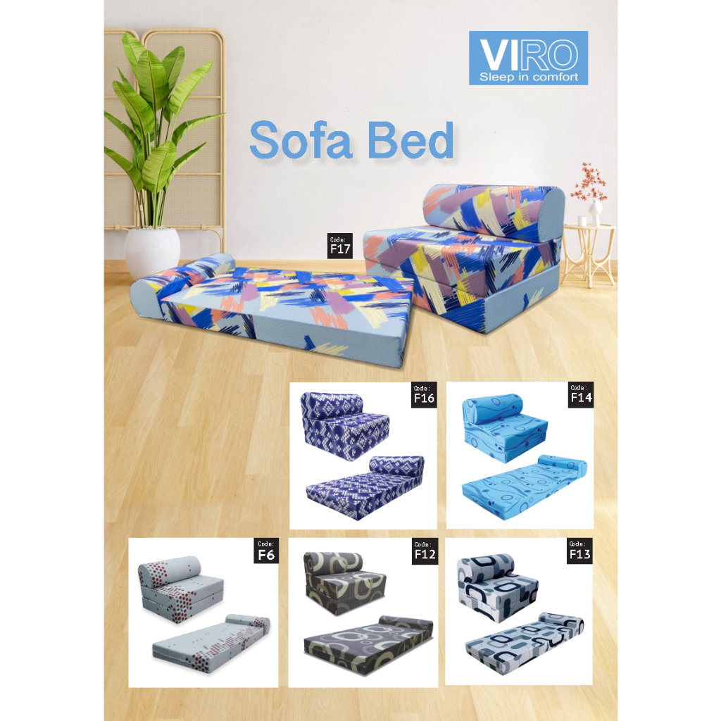 VIRO SOFA BED + Free Pillow/Foldable Fabric Sofa Bed Foam Type