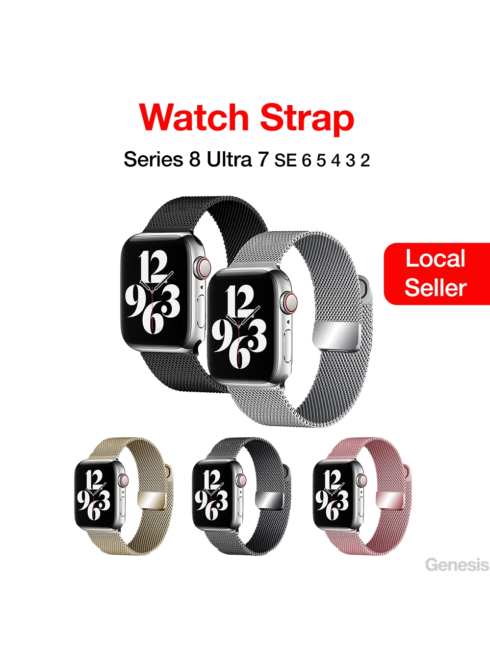 Genesis Milanese Metal Watch Strap Band For iWatch Apple Watch Series 10 9 8 Ultra 7 SE 6 49mm 45mm 44mm 42mm 41mm 40mm Shopee Singapore