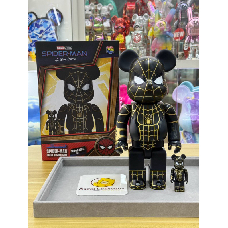 In Stock] BE@RBRICK x Spider-Man Black & Gold Suit 100%+400% set