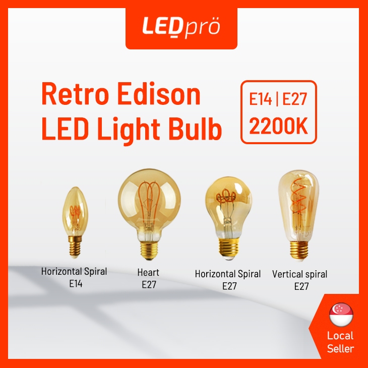 LED PRO LED LIGHT E14/E27 Retro Edison LED Light Bulb - Four Type ...