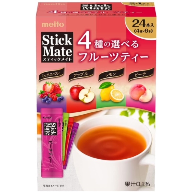 MEITO Stick Mate Fruit Assort Set 24 packs 4 types x 6 packs Powder Tea ...