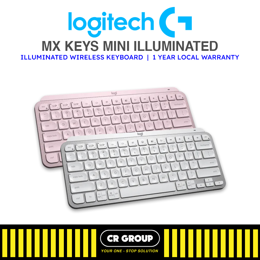 Logitech MX Keys Mini Illuminated Keyboard - Pale Grey/Rose (1Yr ...