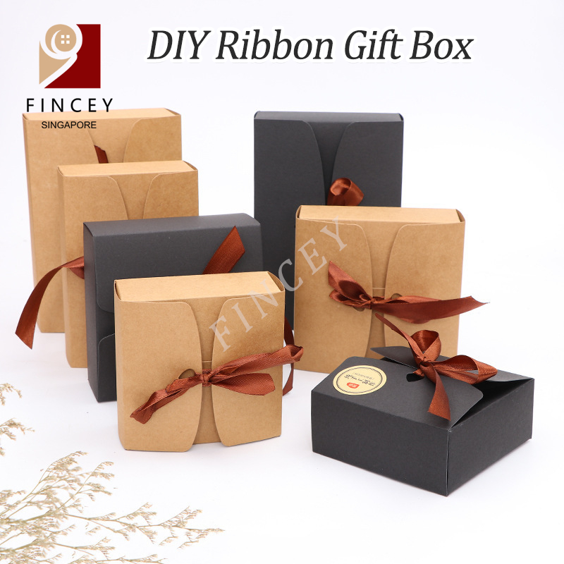 【SG】10PCS DIY Ribbon Gift Box Gift Boxes with Ribbons Cupcake Kraft ...