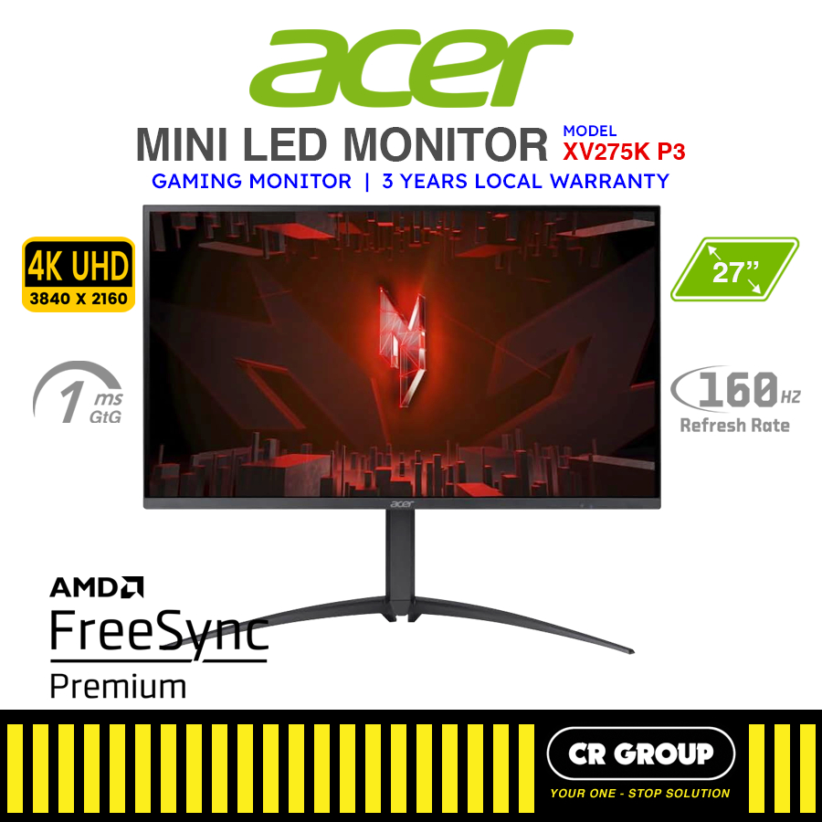 Acer Nitro XV5 Series XV275K P3 27" 4K Ultra HD Gaming Monitor 160Hz Refresh Rate 1ms