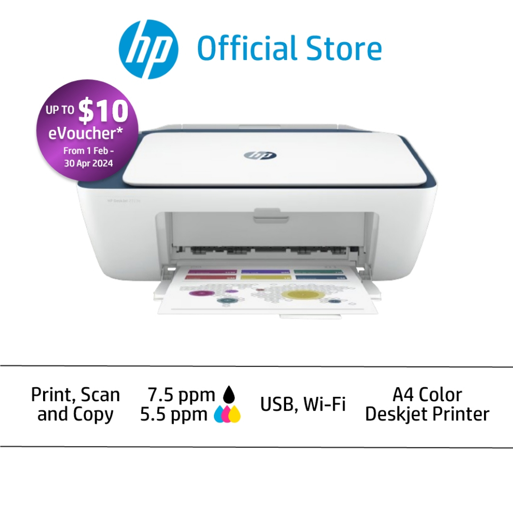 HP DeskJet 2821e All-in-One Color Inkjet Printer / Print, Copy, Scan