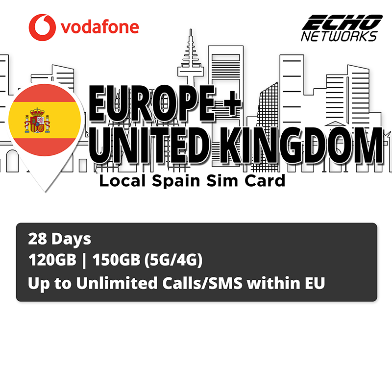 [Vodafone Spain] 28 Days 120GB/150GB(5G/4G) Data Local Spain SIM