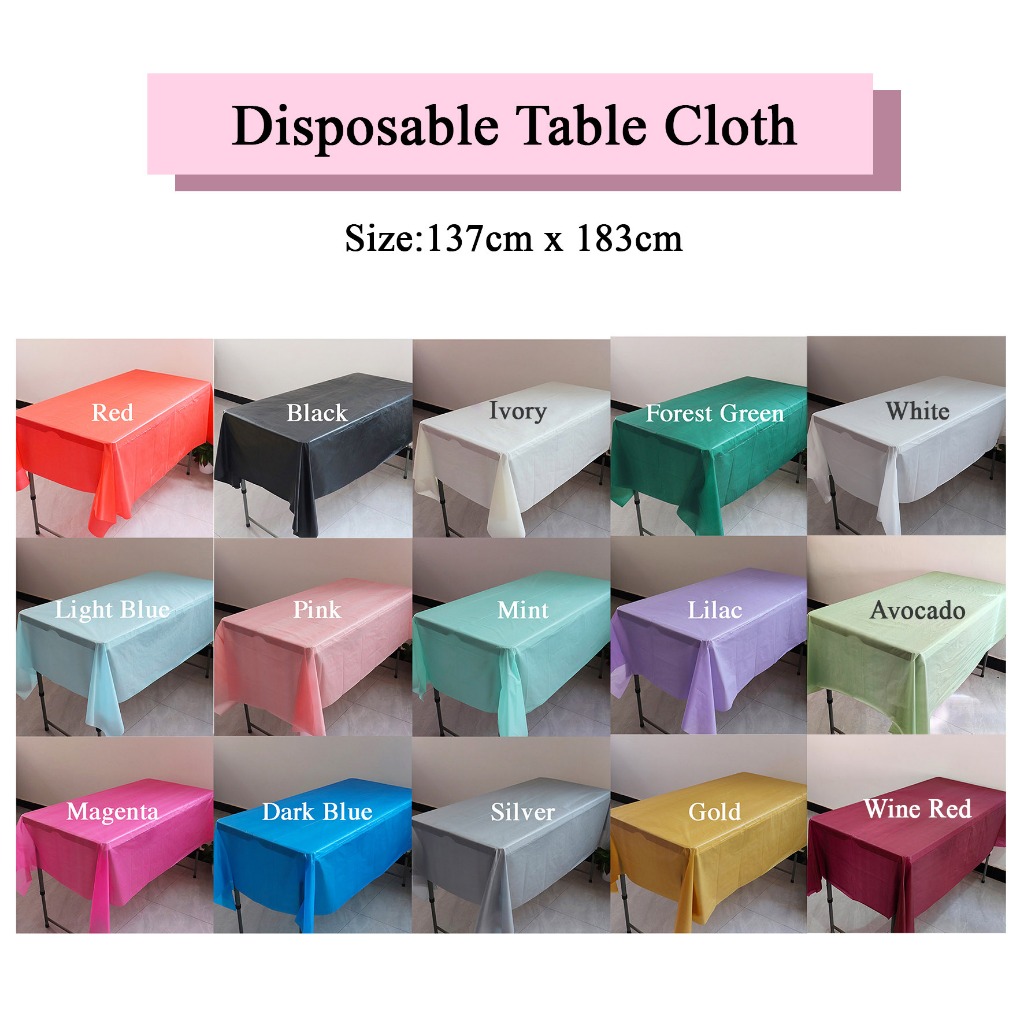[SG Instock] Disposable Waterproof Plastic Table Cloth Cover Dessert