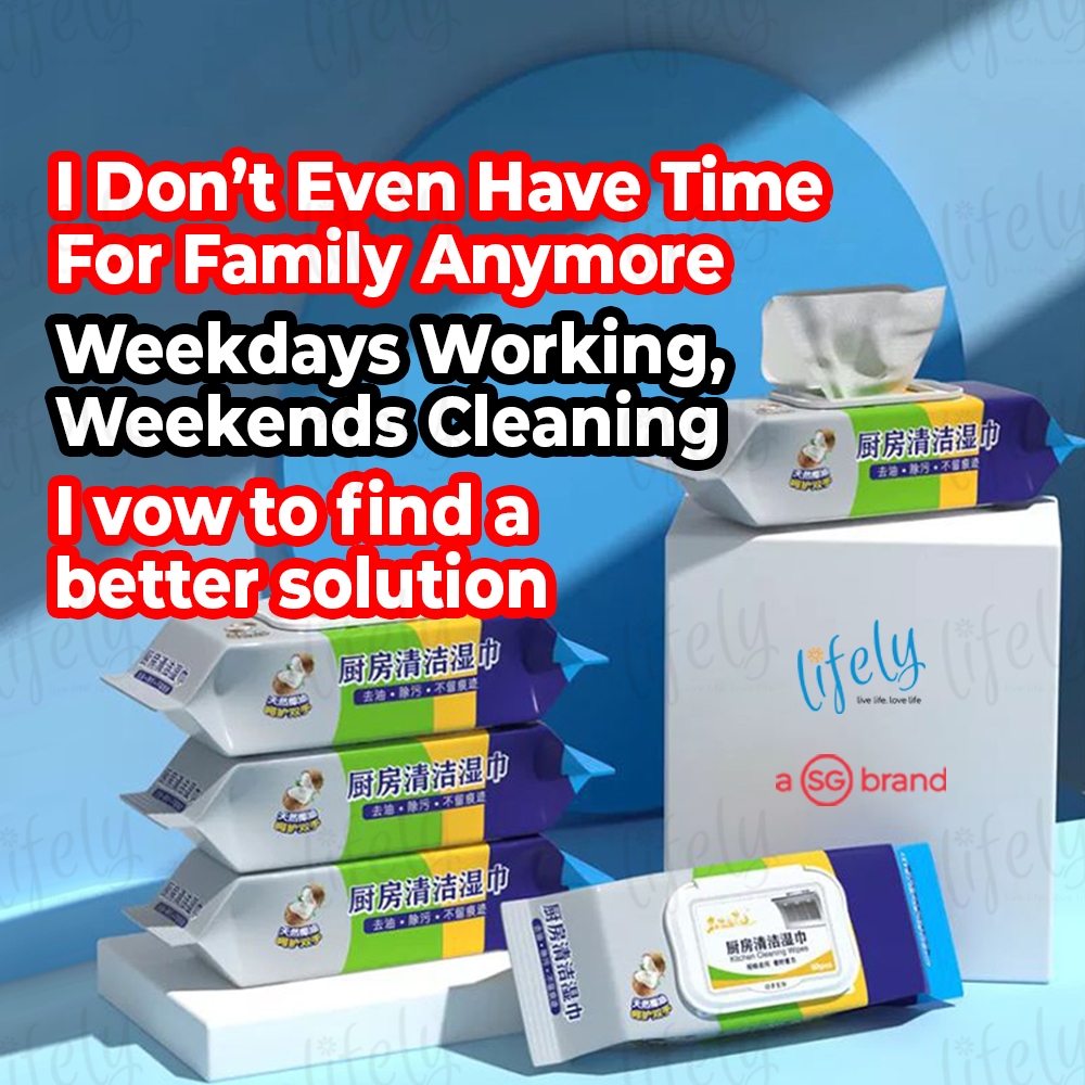 Lifely Kitchen Wet Wipes Large - Thickened 80 Pcs Pack, Cleaning WIpes ...