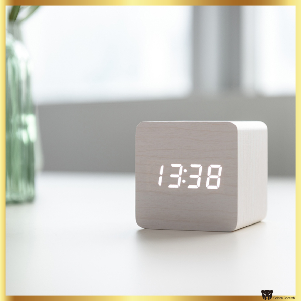 ORIENT Wooden White Cube LED Table Clock | Shopee Singapore