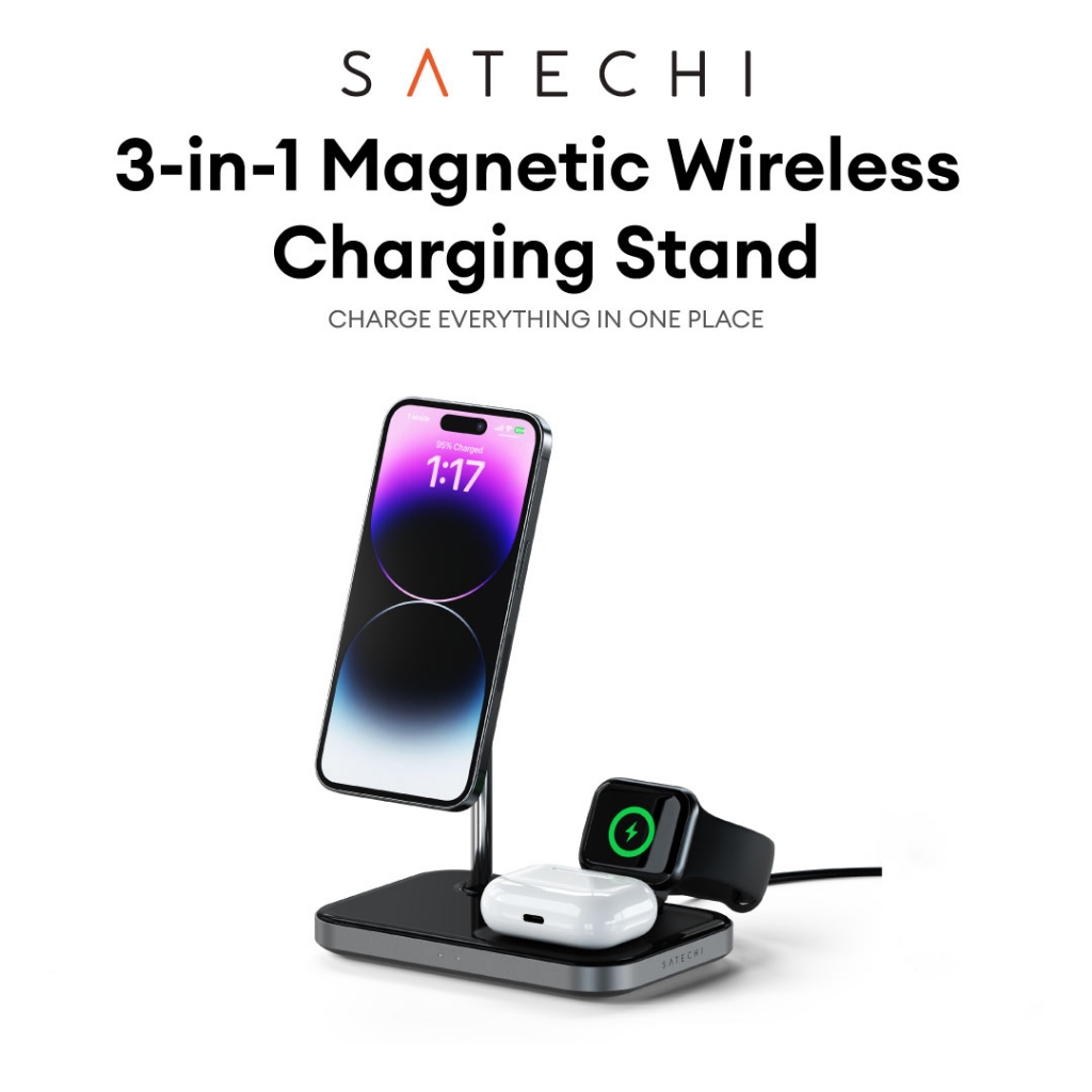 Satechi 3 In 1 Magnetic Wireless Charging Stand Shopee Singapore