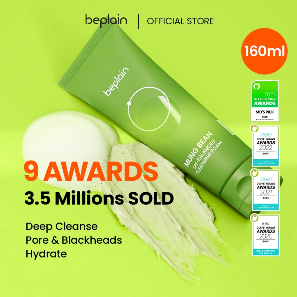 [beplain] 🇸🇬 Mung Bean pH-Balanced Cleansing Foam Jumbo 160ml - Gentle ...