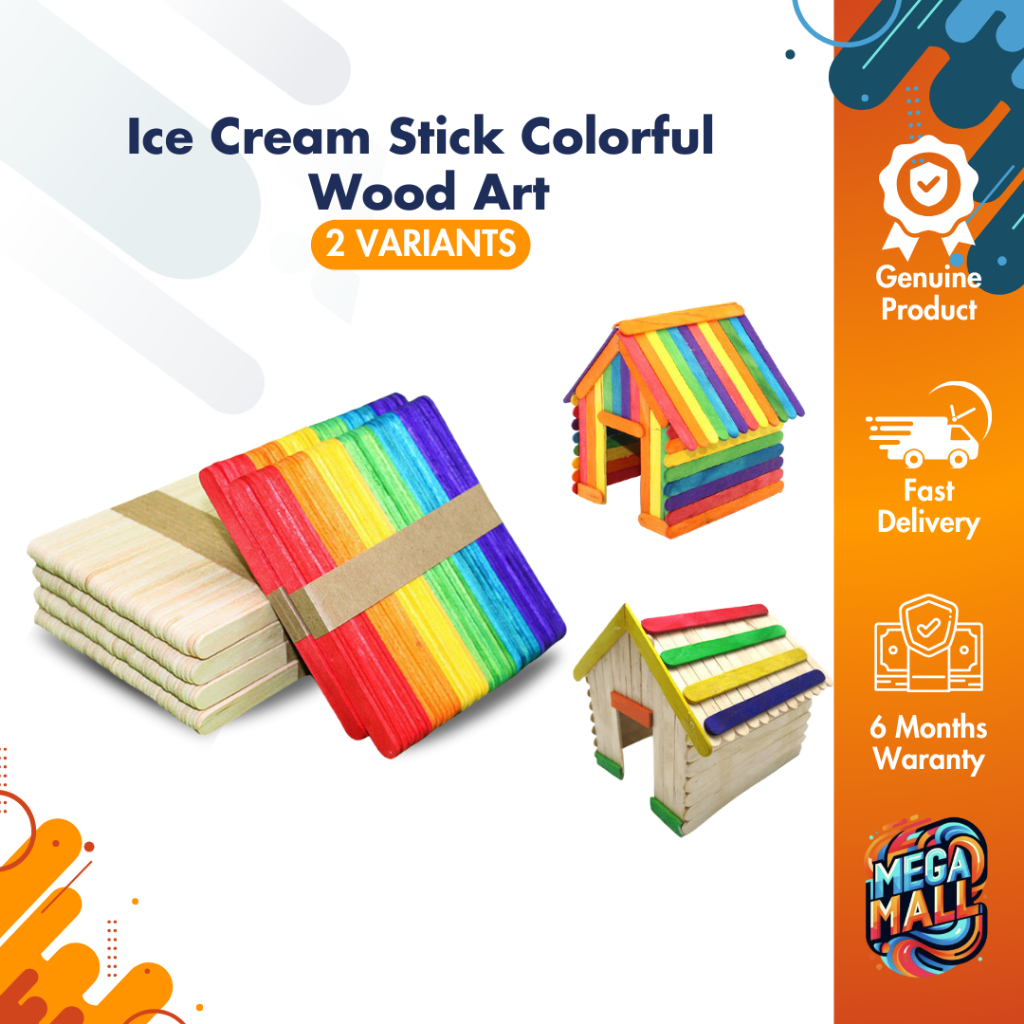 Ice Cream Stick Colorful Wood Art Craft Stick Children Popsicle Stick