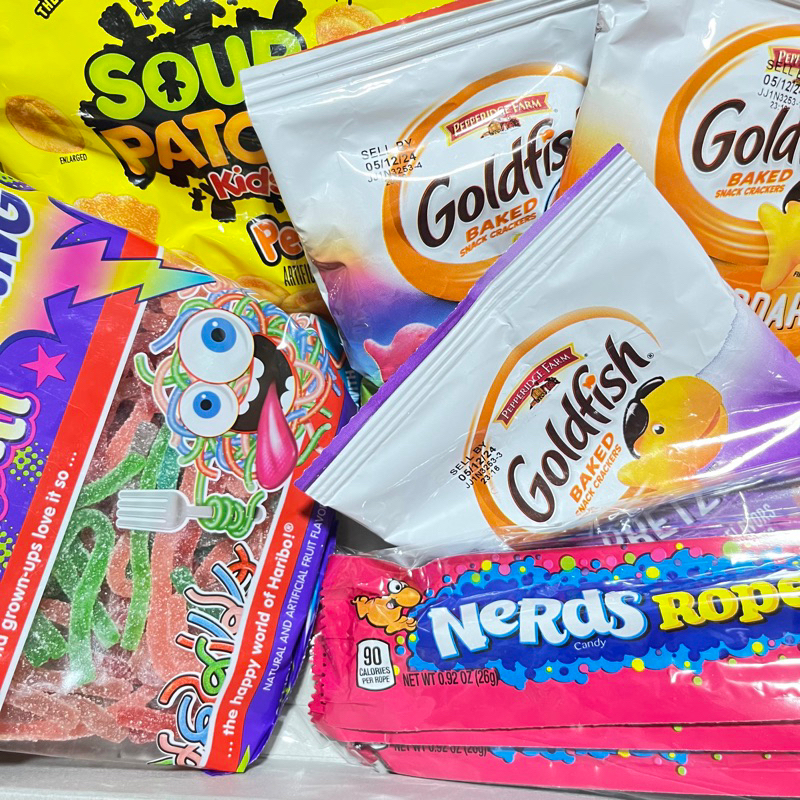 SNACK MIX (nerds rope, peach sour, Haribo, goldfish) | Shopee Singapore