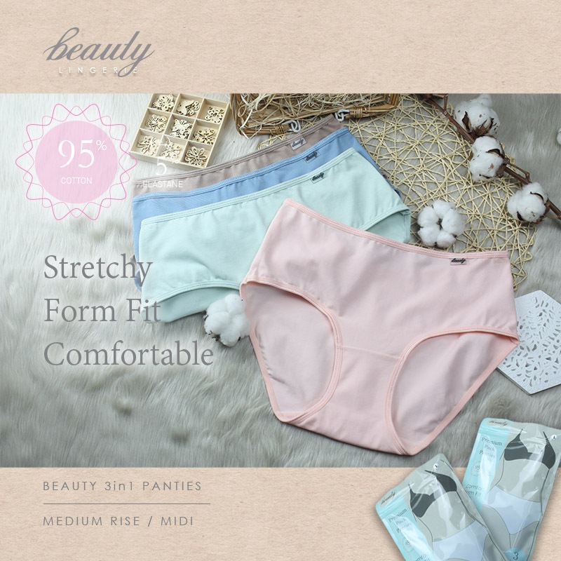 Beauty Lingerie Y31002 3in1 Panties 95 Cotton 5 Elastane/ Underwear