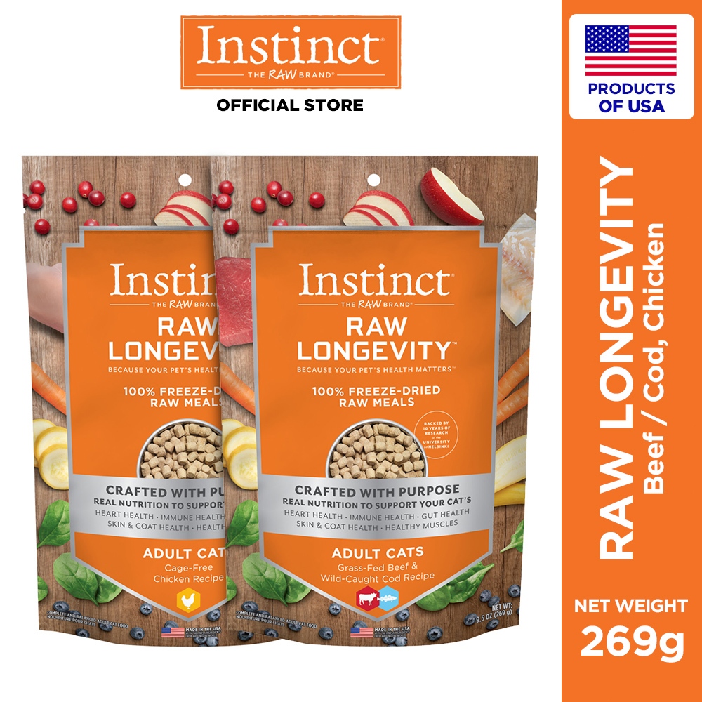 Instinct Raw Longevity FreezeDried Bites Cat Food Beef Cod Chicken