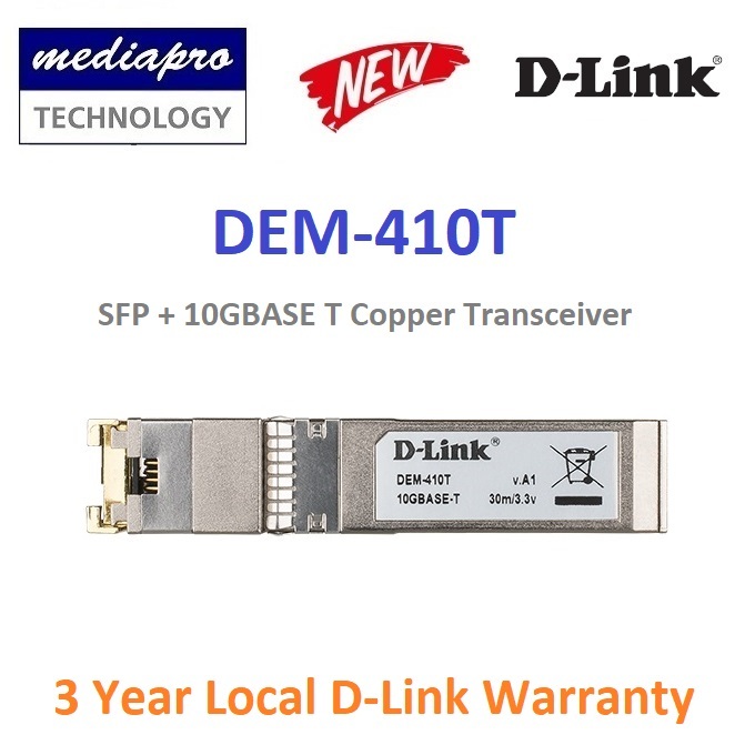 D-LINK DEM-410T SFP + 10GBASE T Copper Transceiver - 3 Years Local ...