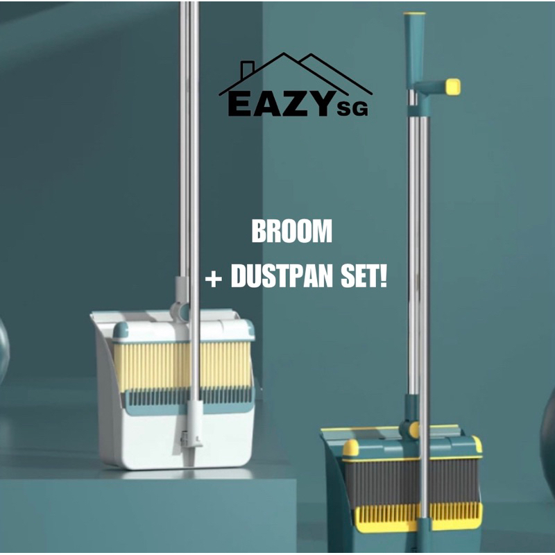 🔥[CHEAPEST] Broom And Dustpan Set Wind Proof Dustpan Foldable Standing
