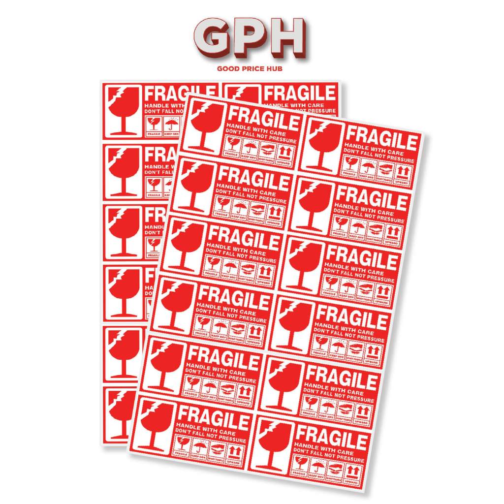 12 Pcs Fragile Sticker (Sell by per A4 Page) | Shopee Singapore