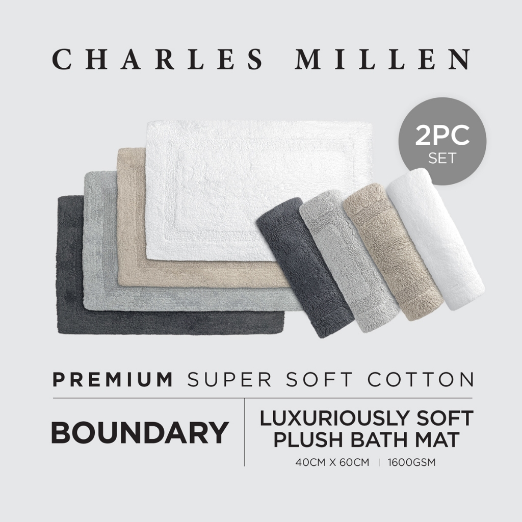 Charles Millen Boundary S Anti-Slip Bath Mat [Set of 2] Ultra absorbent ...