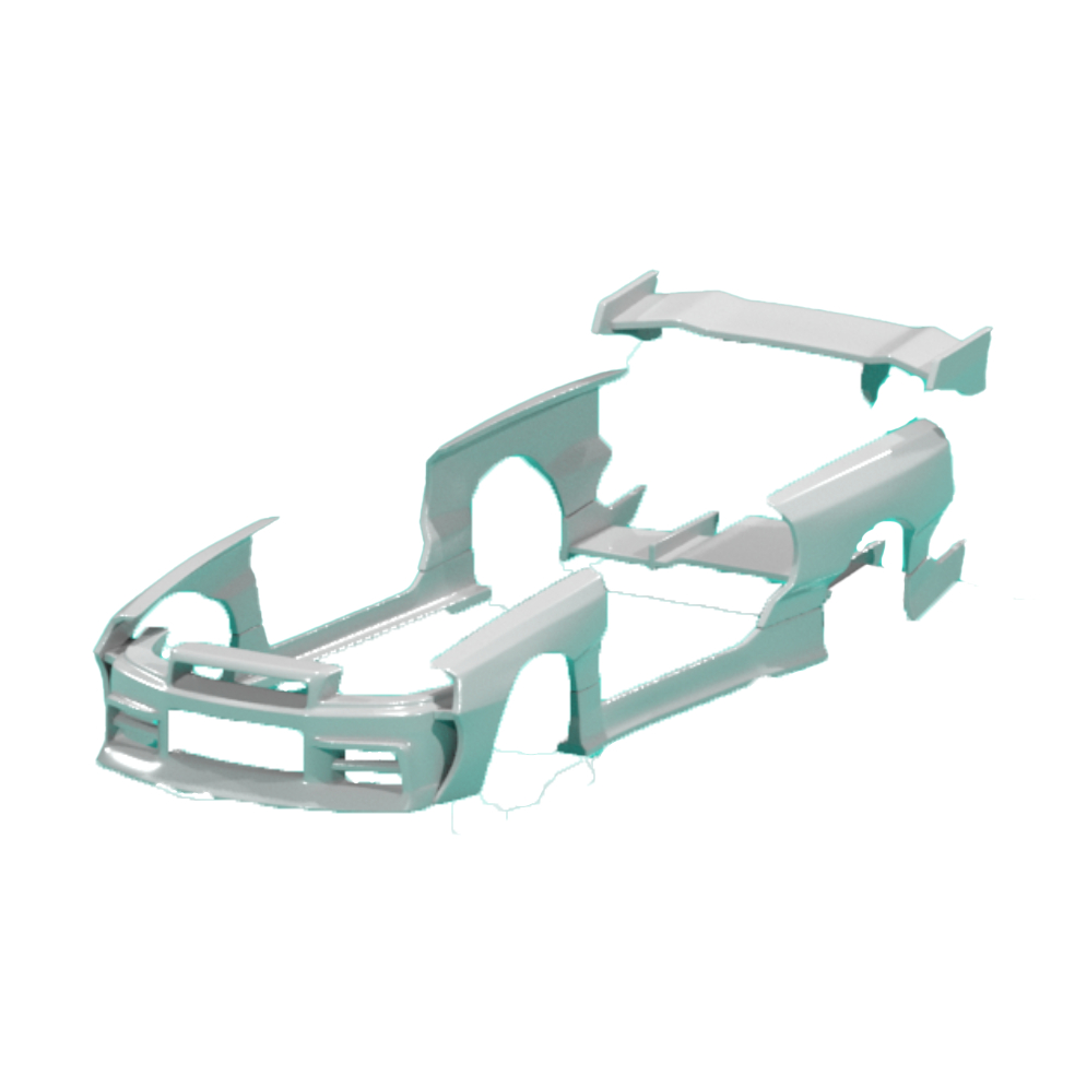 1 64 Hotwheels Custom 3d Printed Widebody Bodykit Nissan Skyline R34