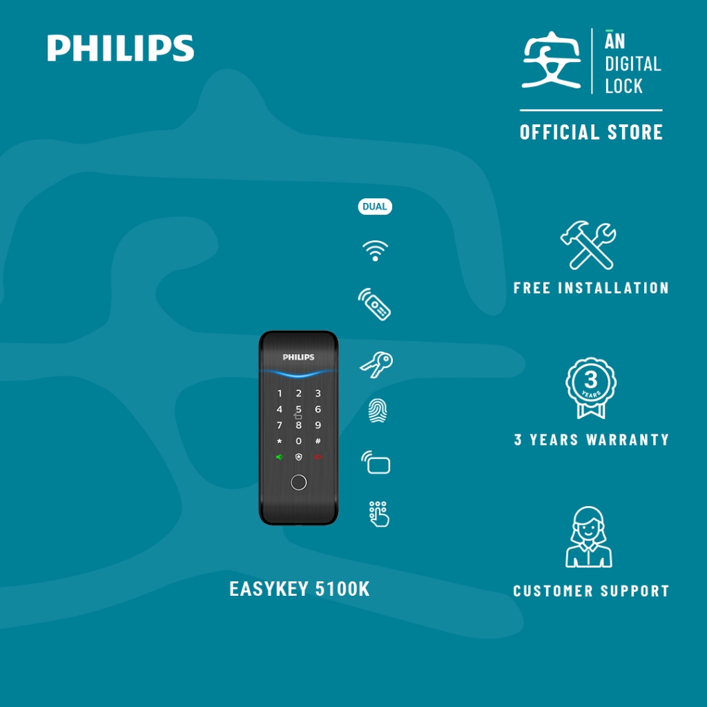 Philips EK5100-K Digital Gate Lock | AN Digital Lock | Shopee Singapore