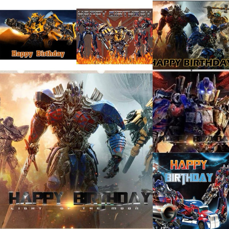 [Ready Stock] Transformers themed Happy Birthday backdrop banner ...