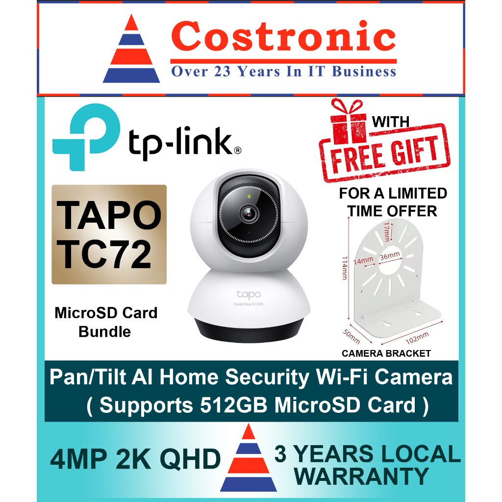 TP-Link Tapo TC72 A1 Security Home Pan / Tilt Wi-Fi camera (3 years ...
