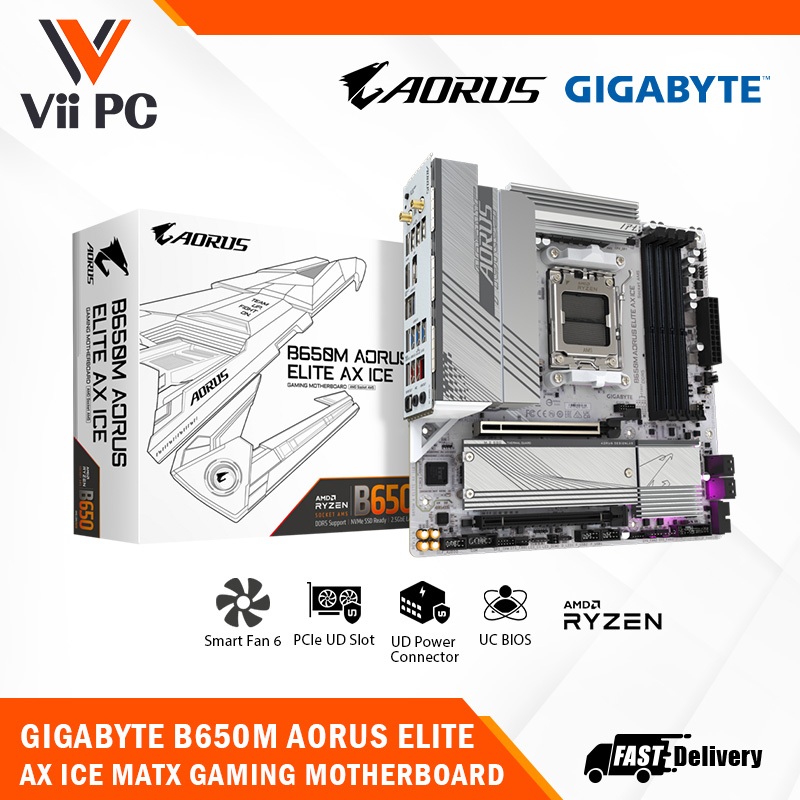 GIGABYTE B650M AORUS ELITE AX ICE AM5/ICE Series/Wi-Fi 6E/DDR5 