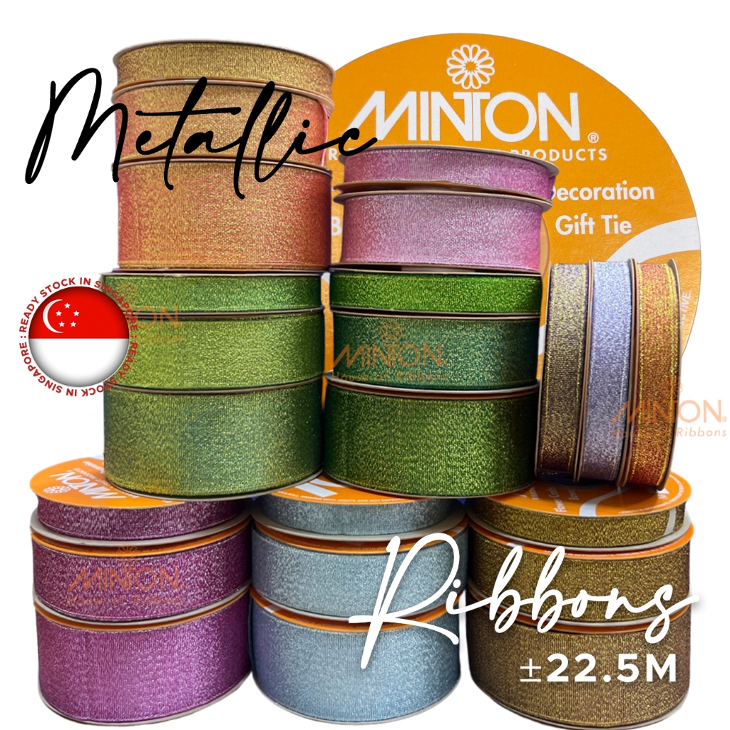[SG] Minton Metallic Glitter Woven Ribbon Many Sizes 22.5m per roll ...