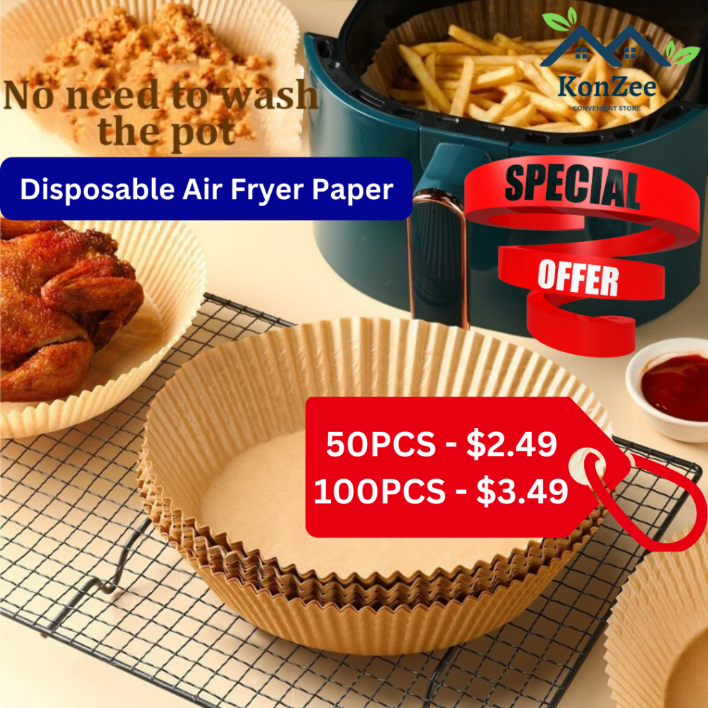 50PCS】Air Fryer Paper Non-Stick Pan Air Fryer Disposable Paper