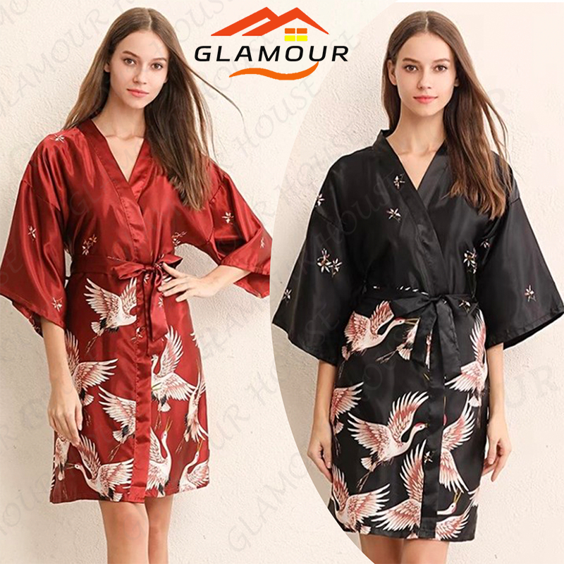 [SG] Night Gown Bathrobe Women Robe Woman Kimono Dress Robe Night Dress