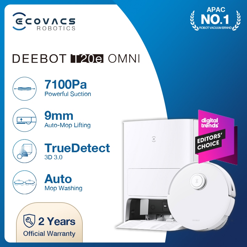 [2024 NEW] ECOVACS T20e OMNI 7100Pa Suction 9mm AutoMop Lift All
