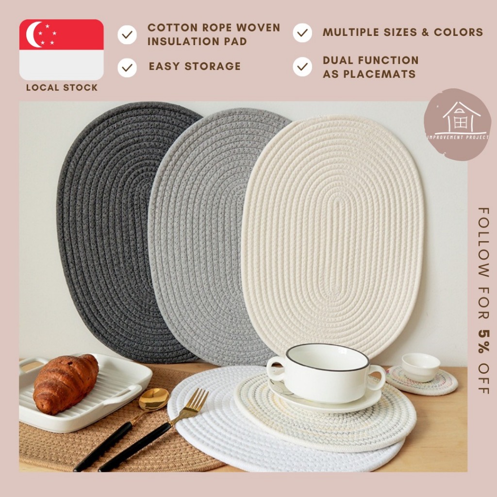 [SG STOCKS] Round Linen Table Bowl Placemat for Dining Table / Kitchen ...