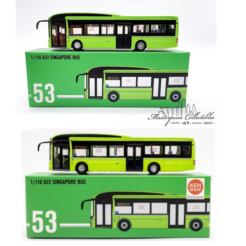 MP53 Service 190 MP53B Service 970 A22 Singapore Bus Model 1/110 Scale Bus  Model