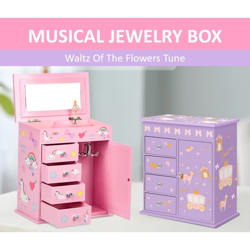Musical Box Jewelry Box 5-Layer with Swing Door Spinning Ballerina ...