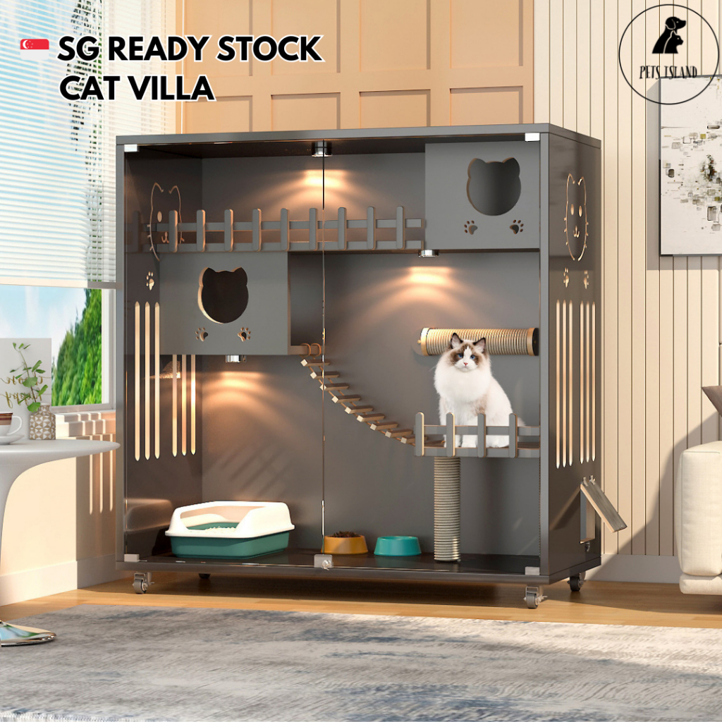 FREE INSTALLATION (till 30/9) Luxury Cat Villa Double Deck Pet Wooden